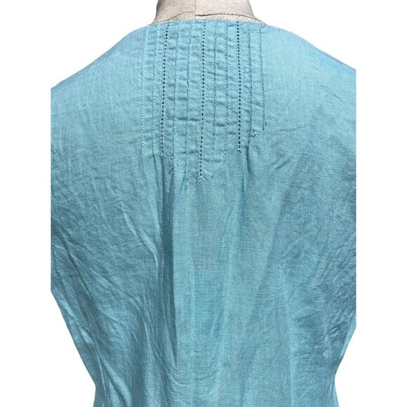 Eileen Fisher Irish Linen Shirt Tunic Turquoise Blue - Picture 7 of 11